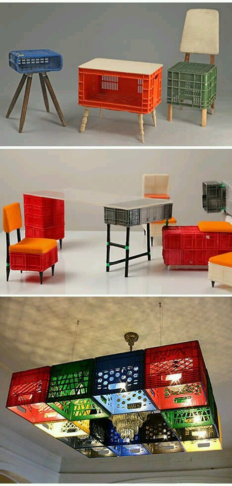 Milk Crate Furniture, Katt Diy, Deck Furniture Layout, Crate Diy, Plastic Crates, Milk Crate, Milk Crates, Crate Furniture, Deck Furniture