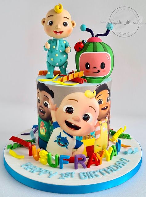 Cocomelon Cake For Boys, Cake Cocomelon Theme, Cocomelon Cake Ideas For Boy, Cocomelon Birthday Cake Boy, Coco Melon Cake Ideas, Cocomelon Cake Ideas, Coco Melon Cake, Cake Cocomelon, Dr Seuss Birthday Party Ideas