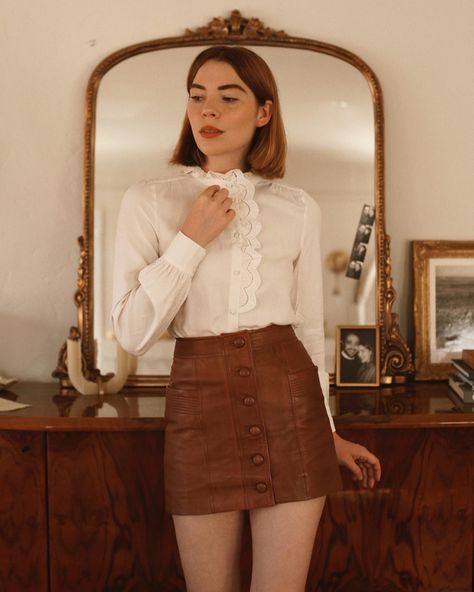 Courtney Halverson (@prettylittlefawn) • Instagram photos and videos Courtney Halverson, Cute Photography, Lace Collar, A Dream, No Instagram, Going Out, Tights, Mini Skirts, Skirt