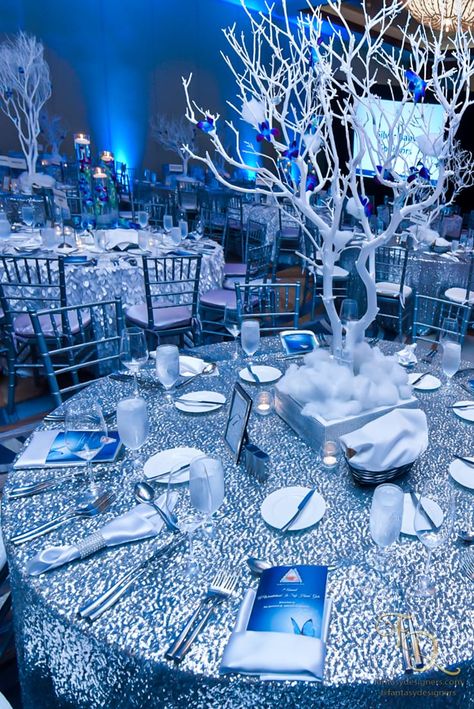 Winter Wonderland Formal, Wonderland Quinceanera Theme, Winter Wonderland Quinceanera Theme, Winter Wonderland Quince, Quince Accessories, Elsa Theme, Quinceanera Winter Wonderland, Gold Tables, Winter Wonderland Quinceanera