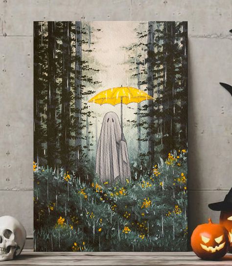 Halloween Canvas Paintings, Halloween Canvas Art, Canvas Painting Designs, Halloween Wall Art, Art Painting Gallery, Halloween Painting, Spooky Ghost, Arte Inspo, Autumn Painting