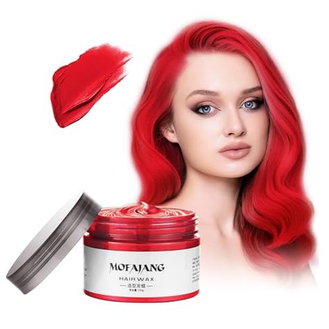 EFLY 4.23 oz-Instant Hairstyle Cream Hair Pomades, Temporary Styling Hair Color Wax for Party, Cosplay, Easy Cleaning (1, Red) Red Hair Spray, Hair Color Wax, Grey Hair Color Silver, Temporary Hair Color Spray, Beard Designs, Hair Color Spray, Temporary Hair Dye, Cream Hair, Silver Grey Hair