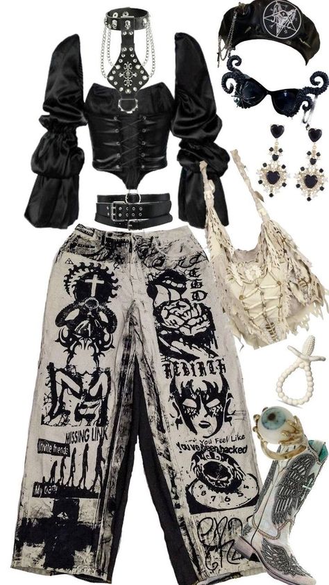 Dystopian Aesthetic, Goth Vintage, Gothic Grunge, Alt Outfits, Fairy Girl, Ropa Diy, Baggy Pants, Alt Fashion, Junk Drawer