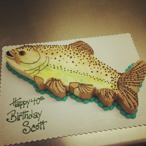 Trout Cake, Fish Birthday Cake, Fish Cake Birthday, Fish Birthday, Trout Fish, Animal Cakes, Brown Trout, Ideas Birthday, Cake Cake