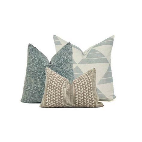 Pillow Pairings, Mindy Gayer Design, Coastal Pillow, Pillow Combo, Trade Show Design, Pillow Combos, Throw Pillows Living Room, House Color Palettes, Coastal Pillows