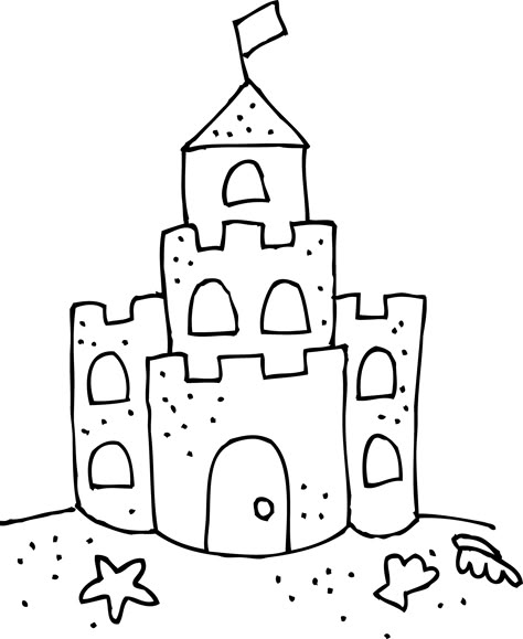 Sand Castle Clip Art Black And White Cute sand castle coloring page Sand Castle Craft, Beach Theme Preschool, Sand Art Crafts, Sand Art Projects, Thema Water, Castle Coloring Page, Castle Crafts, Beach Coloring Pages, Sea Crafts