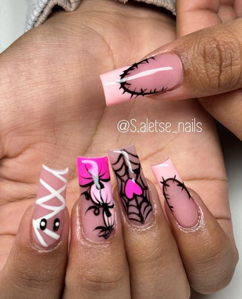 First halloween set of the year 🥺💗 #mkenails #mkenailtech #halloweennails #spookyseason #explorenails Halloween Nails Skeleton, Nails Skeleton, First Halloween, Nail Tech, Halloween Nails, Nail Inspo, Skeleton, The Year, Halloween