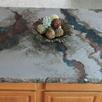 15 Concrete Countertops We Think Are Really Cool | Family Handyman Creative Countertop Ideas, Colored Concrete Countertops, Poured Concrete Counters, Stained Concrete Countertops, Concrete Countertop Ideas, Cement Countertops, Concrete Island, Green Countertops, Concrete Counters