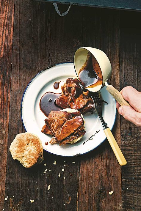 Biscuits with red eye gravy Red Eye Gravy, Easy Gravy Recipe, California Raisins, Food Tool, Food Photography Inspiration, Recipe 30, Red Eye, Gravy Recipes, Food Test