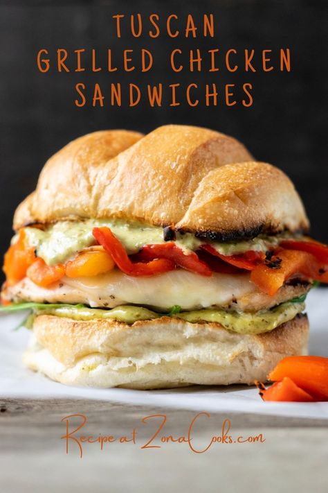 Tuscan Chicken Sandwich, Tuscan Grilled Chicken, Chicken Provolone, Grilled Chicken Sandwich Recipes, Sandwich Buns, Ciabatta Rolls, Pesto Mayo, Deli Sandwiches, Chicken Sandwich Recipes