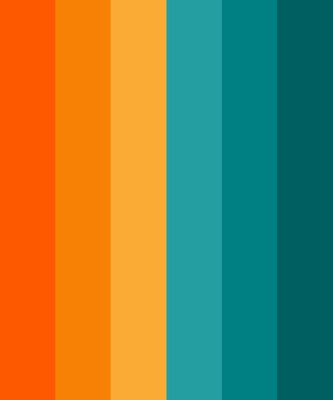 Orange and Teal Color Palette Teal Palette, Teal Color Palette, Teal Color Schemes, Dance Marathon, Orange Palette, Orange Color Schemes, Orange Color Palettes, Color Palette Bright, Green Colour Palette