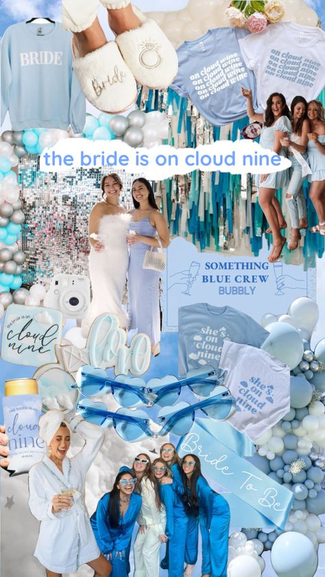 the bride is on cloud nine | something blue crew | a match made in heaven | bachelorette inspo Match Made In Heaven Bachelorette, Something Blue Crew, Bachelorette Inspo, Bachelorette Party Bags, Wedding Bachelorette Party, Bachelorette Themes, On Cloud Nine, Bachelorette Trip, A Match Made In Heaven