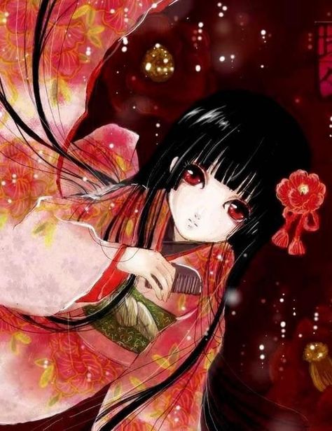 Hell Girl Jigoku Shoujo, Jigoku Shōjo, Hell Girl, Anime Kimono, Mysterious Girl, Vintage Oil Painting, Angels And Demons, Japan Art, Japanese Artists