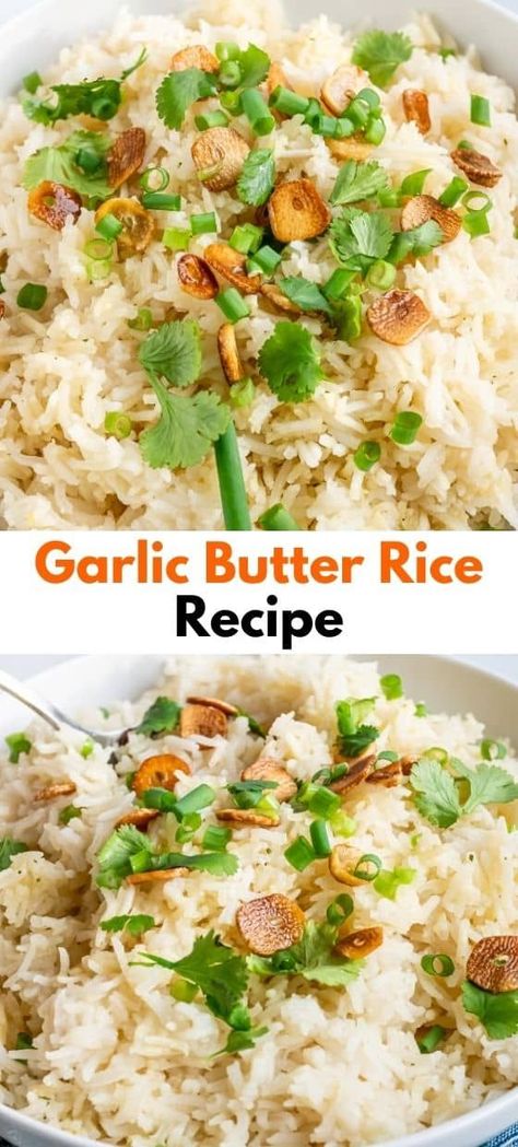 Simple garlic butter rice is so aromatic and full of flavor that even my husband couldn’t resist it. Give garlic rice a try, and let me know if you like it! Butter Rice Recipe, Buttered Rice Recipe, Garlic Rice Recipes, Rice Recipes Side, Garlic Butter Rice, Rice Side Dish Recipes, Garlic Rice, Ss 2024, Rice Side Dishes