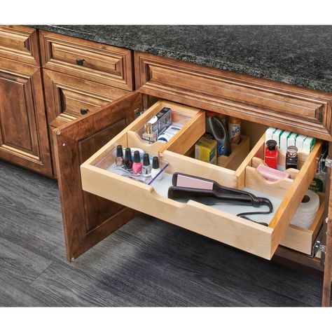 Rev-A-Shelf Pull Out Pantry | Wayfair Pull Out Organizer, Shelf Vanity, 30 Vanity, Pull Out Drawer, Bathroom Cabinet Organization, Vanity Drawers, Rev A Shelf, Kitchen Drawer Organization, Wood Vanity