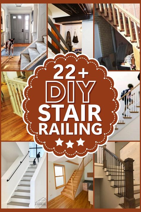 Learn how to build your homemade Stair Railing, perfect for handmade design lovers, with these 23 Fun DIY Stair Railing Projects, including complete guidance and the ablest experts' instructions. Creative Stair Railings, Creative Railing Ideas, Indoor Railings For Stairs Diy, How To Build A Stair Railing, Interior Stair Railing Ideas Wood, Stairway Handrail Ideas, Diy Stairs Railing, Indoor Handrails For Stairs, Diy Handrails For Stairs