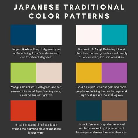 Things Japanese | Color combinations can vary greatly between countries and cultures | Facebook Royal Color Scheme, Japanese Color Combinations, Japanese Color Palette, Japan Products, Japan Cherry Blossom, Art Studio Space, Studio Spaces, Japanese Colors, Palette Design