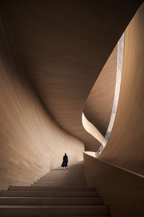 Art museum by CSD Design features curvaceous volume and roof inspired by the flower of Chengdu Art Museum Architecture, Contemporary Museum, Museum Interior, Concept Models Architecture, World Architecture, Stairs Architecture, Sacred Architecture, Architecture Drawing Art, H Design