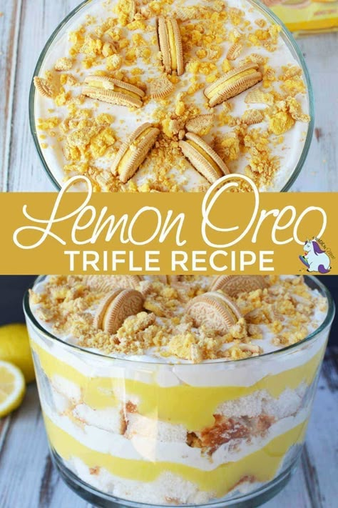 Lemon Oreo, Lemon Trifle, Oreo Trifle, Trifle Bowl Recipes, Trifle Dessert Recipes, Pudding Parfait, Parfait Desserts, Trifle Desserts, Lemon Dessert Recipes