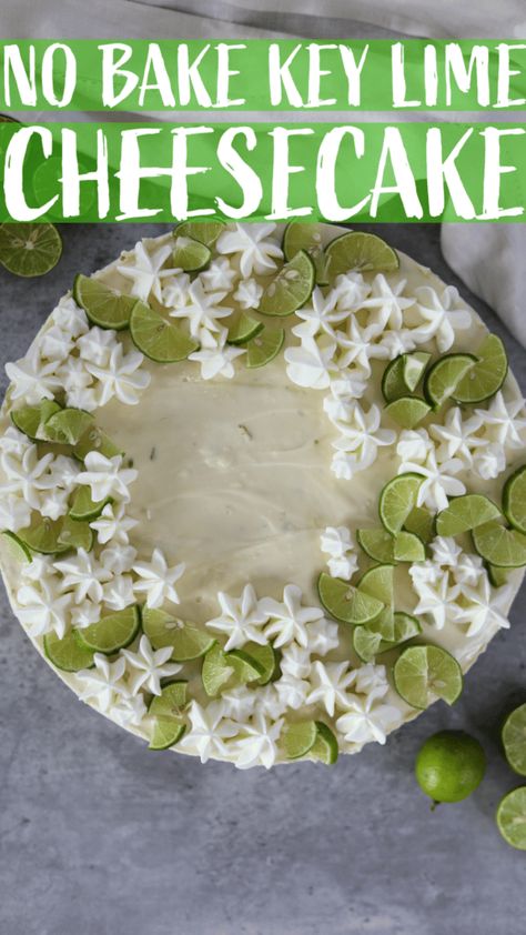 Light and easy to make is the best way to describe this key lime cheesecake. This no bake recipe takes a lot of the work out of making a cheesecake while keeping the nice rich texture.  I know that I am a big advocate for using the oven but when summer hits, especially here in Arizona with days over 110 degrees, I don't want to turn on my oven and heat up the house. Lime Cheesecake No Bake, No Bake Key Lime Cheesecake, Famous Banana Bread Recipe, Key Lime Cheesecake Recipe, No Bake Key Lime, No Bake Recipe, Pinterest Food, Key Lime Cheesecake, Key Lime Juice