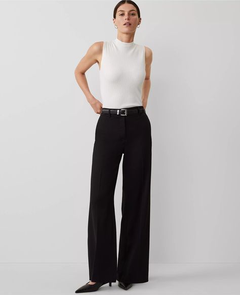 The Petite Wide Leg Pant Women’s Black Dress Pants, Womens Dressy Pants, Dressy Pants, Petite Pants, Line Shopping, Wide Leg Pant, Black Dress Pants, Work Outfits, Small Waist