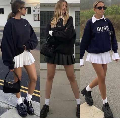 Brunch Cold Weather Outfit, Outfit With Skirt Winter, Casual Skirt Outfits Short, Country Club Outfit Winter, Winter White Dress Outfit, Casual Pleated Skirt Outfit, Pleated Short Skirt Outfit, Tennis Skirt Fall Outfit, Tennis Outfit Winter