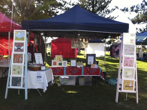 My stall at the Broadbeach Arts and Craft market Fair Illustration, Craft Market Stall Ideas, Craft Stall Display, Market Tent, Market Day Ideas, Expo Ideas, Stall Display, Corkboard Ideas Decor, Market Booth