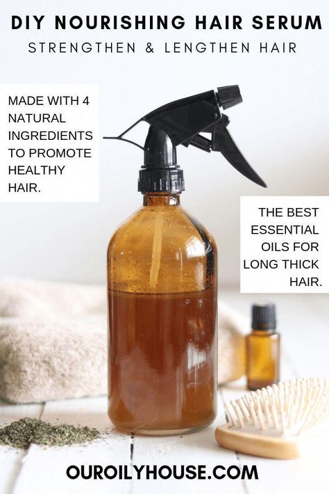 DIY nourishing hair serum to strengthen & lengthen hair. #naturalhaircare Homemade Hair Serum, Homemade Conditioner, Hair Lengthening, Hair Recipes, Diy Serum, Homemade Shampoo, Ayurvedic Hair, Hair Diy, Homemade Hair Products