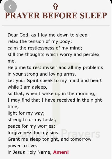 Prayer Before Sleep, Prayers Of Encouragement, Prayer For Guidance, Personal Prayer, Bedtime Prayer, Everyday Prayers, Morning Prayer Quotes, Good Night Prayer, Christian Quotes Prayer