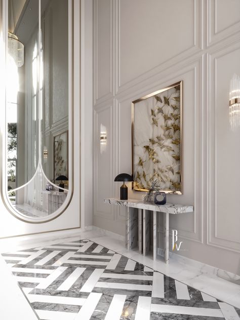 Neoclassic Majlis on Behance Neoclassic Majlis, Classic Foyer, Luxury Marble Flooring, Floor Pattern Design, Neoclassical Interior Design, Inlay Flooring, Marble Flooring Design, Foyer Flooring, Graphic Design Interior