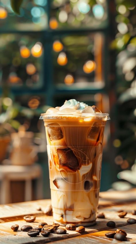 ♔ Le Café Créé par l'IA Iced Coffee Photography, Iced Coffee Photo, Ice Coffee Aesthetic, Coffee Wallpaper Iphone, Iced Coffee Aesthetic, Coffee With Cream, Morning Treats, Coffee Steam, Aesthetic Tea