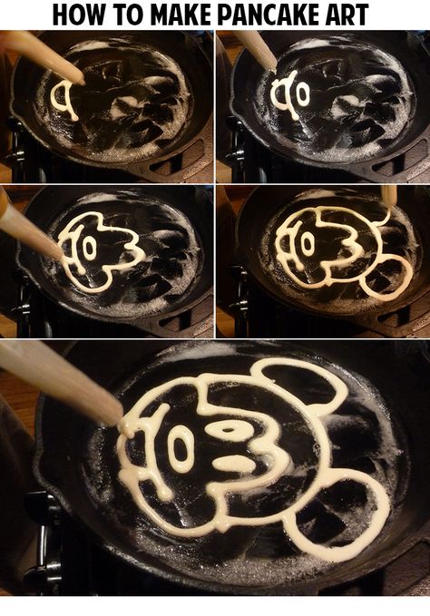 How to make pancake art How To Pancakes, Pancakes Art, Fun Pancakes, Pancake Designs, Pancake Art, How To Make Pancakes, Food Dye, Pancake Batter, Fun Kids Food