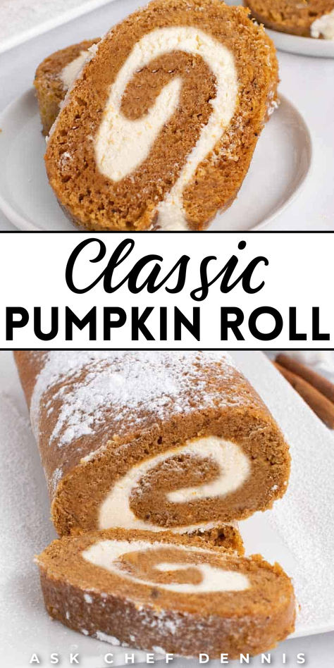 Cream Cheese Rolls Recipe, Roll With Cream Cheese Filling, Pumpkin Cream Cheese Roll, Classic Fall Desserts, Pumpkin Roll Cake, Pumpkin Rolls Recipe, Pumpkin Sheet Cake, Cream Cheese Rolls, Cake Roll Recipes