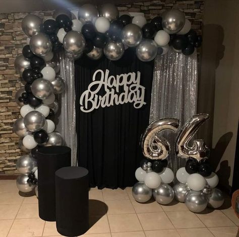 Black And Silver 30th Birthday Decorations, Black And White Balloons Decoration, Black And Silver Birthday Party Decorations, Black And Grey Themed Birthday Party, Birthday Decorations Black Sliver, Black And Silver Sweet 16 Decorations, Black And Silver Theme Party Decoration, Silver Black White Party, Black And Silver Balloons Decoration