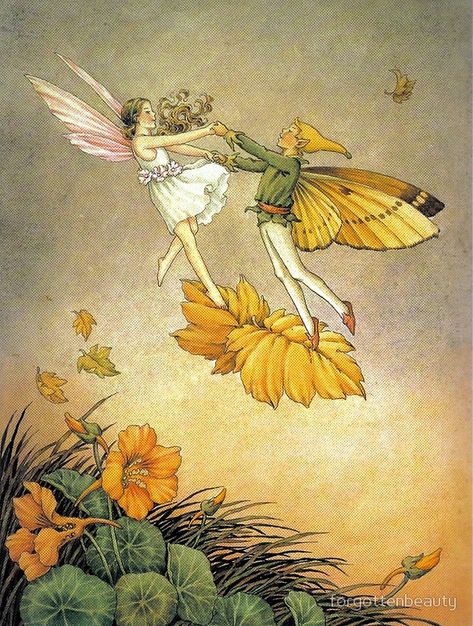 Fairies Dancing in the Nasturtiums - Ida Rentoul Outhwaite Ida Rentoul Outhwaite, Faery Art, Fairy Paintings, Arte Indie, Arte Peculiar, Fairies Dancing, Fairy Illustration, Cicely Mary Barker, Vintage Fairies