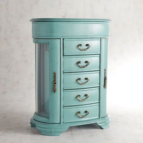 Turquoise Jewelry Chest http://shopstyle.it/l/djQN Painted Jewelry Armoire, Standing Jewelry Armoire, Antique Turquoise, Brass Drawer Pulls, Jewelry Chest, Painted Jewelry, Hand Painted Jewelry, Wood Jewelry Box, Jewelry Organizer Box