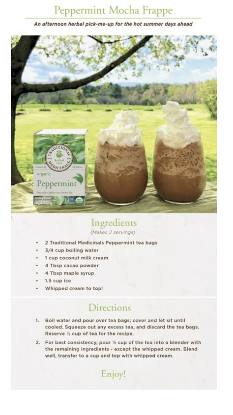 Peppermint Frappe Peppermint Tea Latte, Peppermint Frappe, Peppermint Tea Recipe, Peppermint Tea Benefits, Mocha Frappe, Teas Recipes, Cozy Drinks, Tasty Drinks, Coffee Obsession