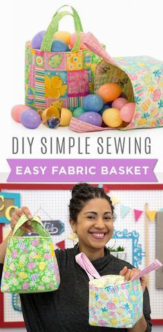 D.I.Y. Simple Sewing Easter Projects! Sewing Easter Baskets Free Pattern, Easy Easter Baskets For Kids, Easter Sewing Ideas, Sew Easter Basket, Sewing Easter Projects, Easter Sewing Projects, Quilted Easter Baskets, Easter Sewing, Fun Easter Baskets