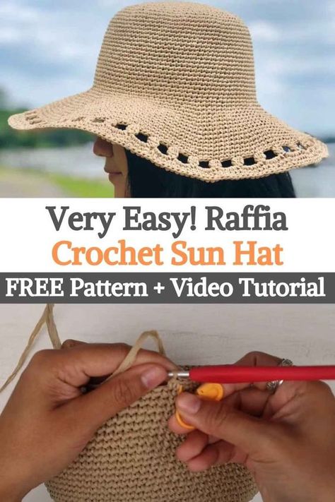 A free pattern for a beautiful, durable, packable summer crochet hat. That's a lot, but there's a lot to say about this raffia crochet summer hat pattern.The creator made many winter crochet hats, she bought them all since the first time she saw this raffia yarn, she wanted to make a crochet sun hat pattern with it.Summer crochet hat patterns are few and far between, but I hope this crochet hat pattern helps change that. Raffia Hat Pattern, Summer Hat Pattern, Fraction Rules, Crochet Summer Hat, Crochet Hat Tutorial, Puff Stitch Crochet, Crochet Sun, Crochet Summer Hats, Apple Turnovers