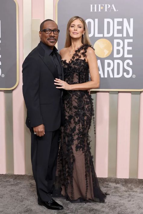 Eddie Murphy & Paige Butcher Coordinate at Golden Globes Red Carpet – Footwear News Paige Butcher, Red Carpet 2023, Golden Globes 2023, Lacy Black Dress, Fred Leighton, Letitia Wright, Golden Globes Red Carpet, Jeremy Allen White, Best Red Carpet Looks