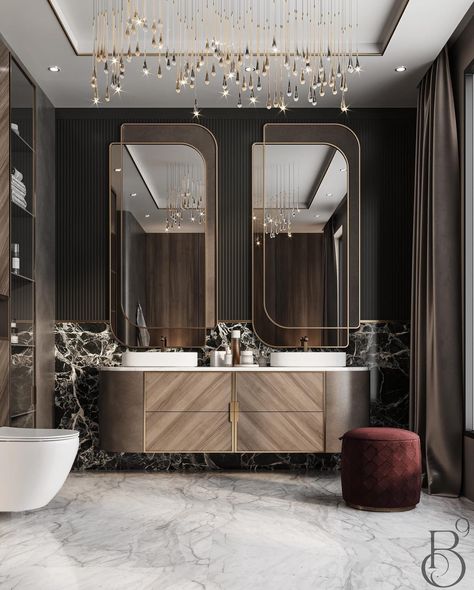 Luxury Washroom Design, Cinema Room Design, Design Interior Baie, Unique Bathroom Design, Luxury Bathroom Interior, Washroom Design, Decor Baie, Vanity Design, Beige Tones