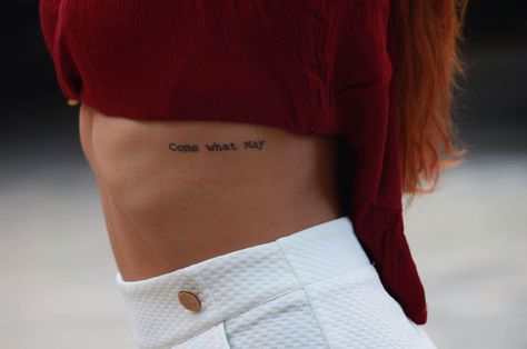 Come what may tattoo #tattoo #comewhatmay Under Bra Tattoo, Bra Line Tattoo, Come What May Tattoo, Come What May, 7 Tattoo, Christian Sleeve Tattoo, Small Shoulder Tattoos, Famous Tattoos, Small Bra