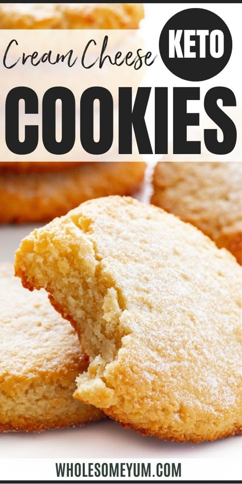 Low Carb Keto Cream Cheese Cookies Recipe Keto Cream Cheese Cookies, Cream Cheese Keto, Cheese Cookies Recipe, Galletas Keto, Cream Cheese Cookie Recipe, Keto Cream Cheese, Quick Cookies Recipes, Cheese Keto, Postre Keto