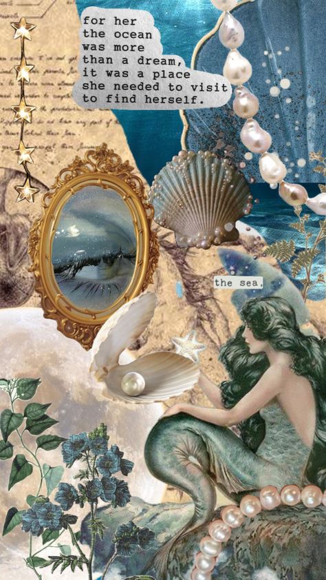 Sirens and such Sealife Aesthetics, Siren Collage, Siren Aesthetic Wallpaper, Siren Moodboard, Siren Wallpaper, Sea Collage, Aesthetic Mermaid, Venus In Pisces, Mermaid Wallpapers