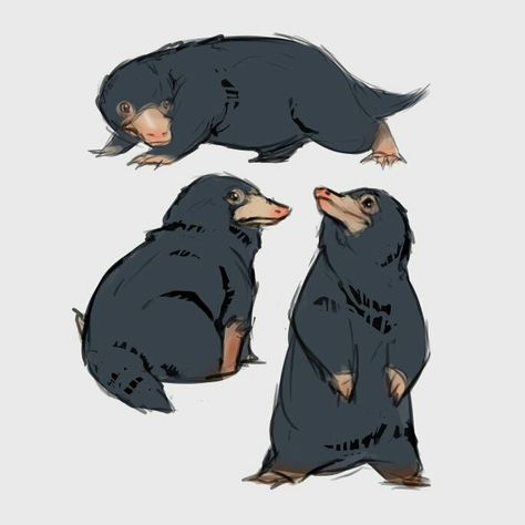 Niffler, by Fennethianell Niffler Drawing, Cute Niffler, Niffler Art, Fantastic Beasts Niffler, Fantastic Beasts Creatures, Taupe Animal, Harry Potter Creatures, Fantastic Beasts Fanart, Beast Creature