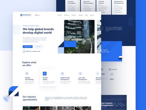 Software development company - Landing page concept by Maciej Balasiński on Dribbble Corporate Website Design, Landing Page Inspiration, Software House, Business Website Design, Website Design Layout, Dashboard Design, Ui Design Inspiration, Web Inspiration, Web Layout Design