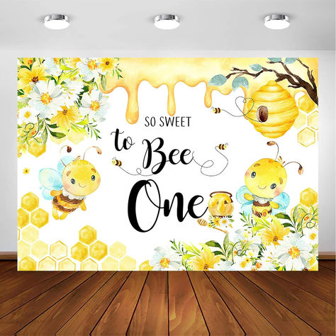 Bee 1st Birthday Party, Sweet To Bee One, Bee 1st Birthday, Bumble Bee Birthday, Birthday Party Photography, Bee Day, 1st Birthday Party Decorations, Party Photoshoot, Outdoor Party Decorations