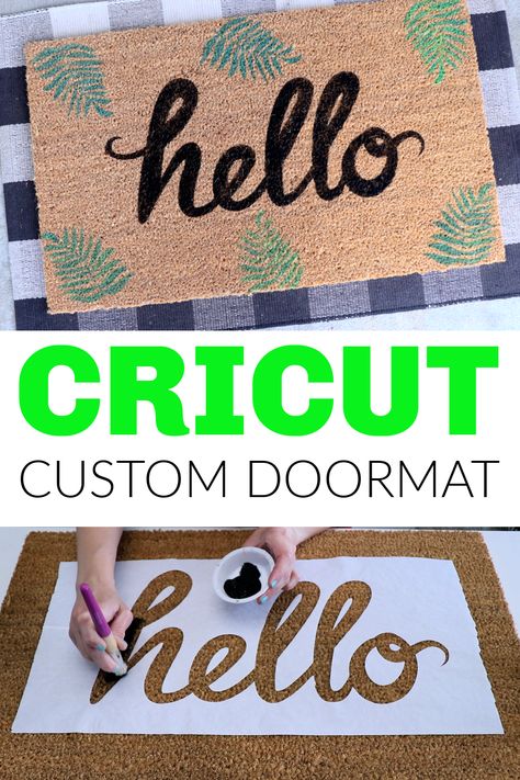 Custom Doormat Ideas, Door Mat Cricut Diy, Diy Personalized Doormat, Diy Outside Rug Door Mats, Doormat Diy How To Make, Diy Coir Doormat Tutorial, Make Your Own Door Mat, Door Matts Ideas, Diy Christmas Door Mat Cricut