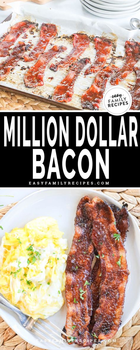 BEST BACON EVER! Hands down this is the best bacon recipe I have ever made! First Watch Million Dollar Bacon is sweet and savory with just a little kick! It has so much flavor. This bacon is made in the oven so it is super easy to make with only a little clean up. It is the perfect breakfast side dish and can be served with eggs, breakfast casserole, pancakes, waffles, and more! This Million Dollar Bacon tastes just like the signature bacon at First Watch! So good! Uncured Bacon Recipes, Million Dollar Bacon First Watch Recipe, Breakfast Bacon Recipes, Bacon Breakfast Ideas, Office Potluck Recipes, Breakfast With Bacon, Million Dollar Bacon, Bacon Ideas, Bacon Egg Breakfast