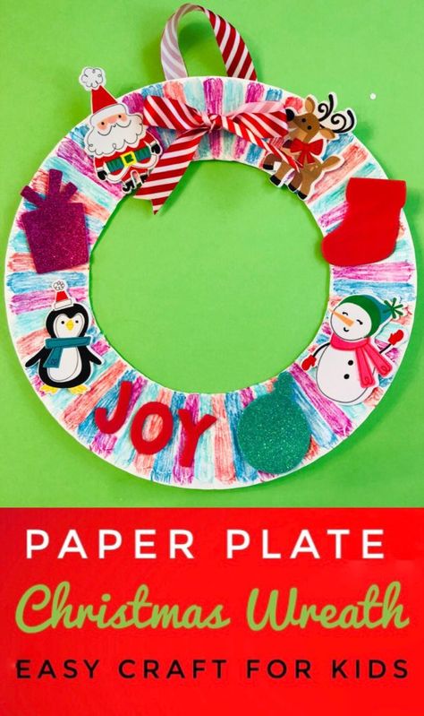 Easy Paper Plate Christmas Wreaths are the perfect craft for holiday class parties! So simple and mess free for preschoolers and kids of all ages! Craft For Preschoolers, Christmas Wreath Craft, Christmas Paper Plates, Preschool Christmas Crafts, Easy Christmas Wreaths, Paper Plate Crafts, Preschool Christmas, Easy Christmas Crafts, Christmas Crafts For Kids